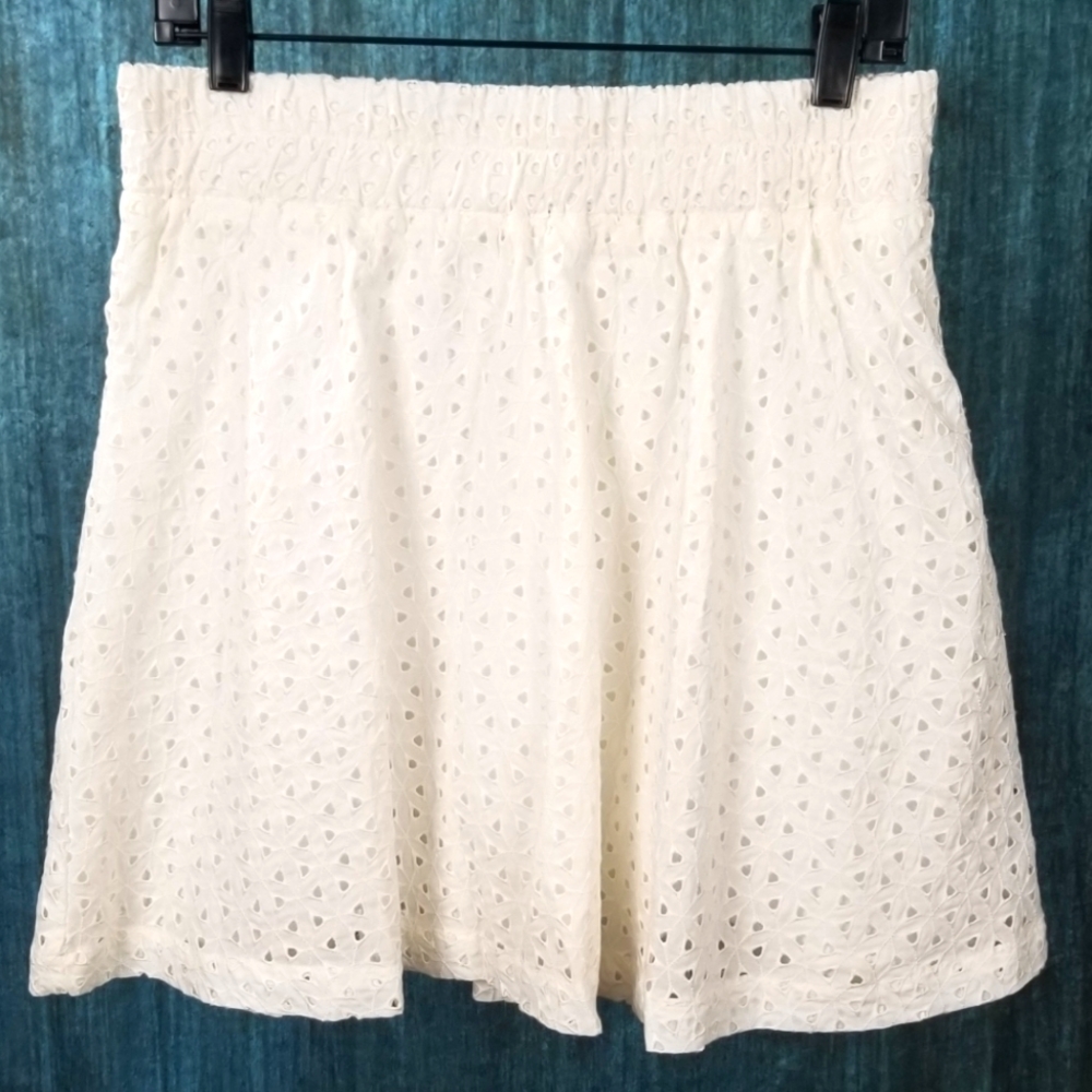 Mossimo White Eyelet Embroidered Cotton Skirt NWT